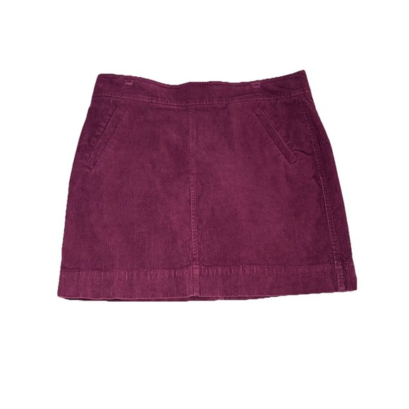 LOFT Dresses & Skirts - LOFT Petite 12P Berry Corduroy Skirt A Line Knee Length Stretch Wine Color